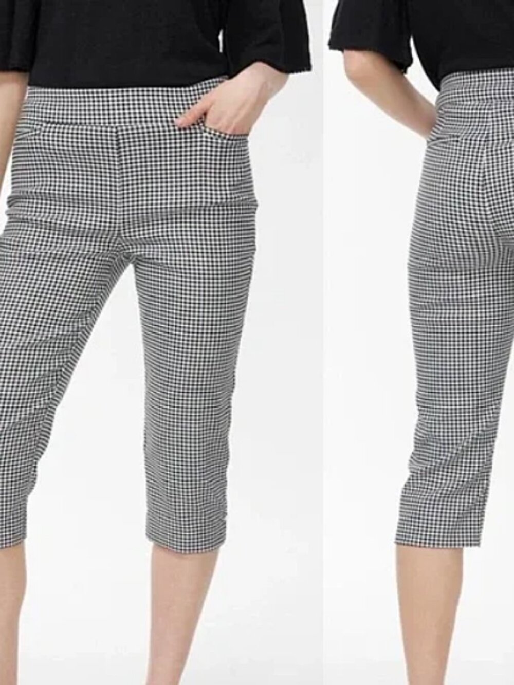 Chico's  Brigitte Gingham High Rise Crop 3 Button Hem Pants size 1.5
